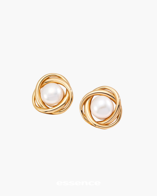 Gold Natural Pearl Earrngs - essence