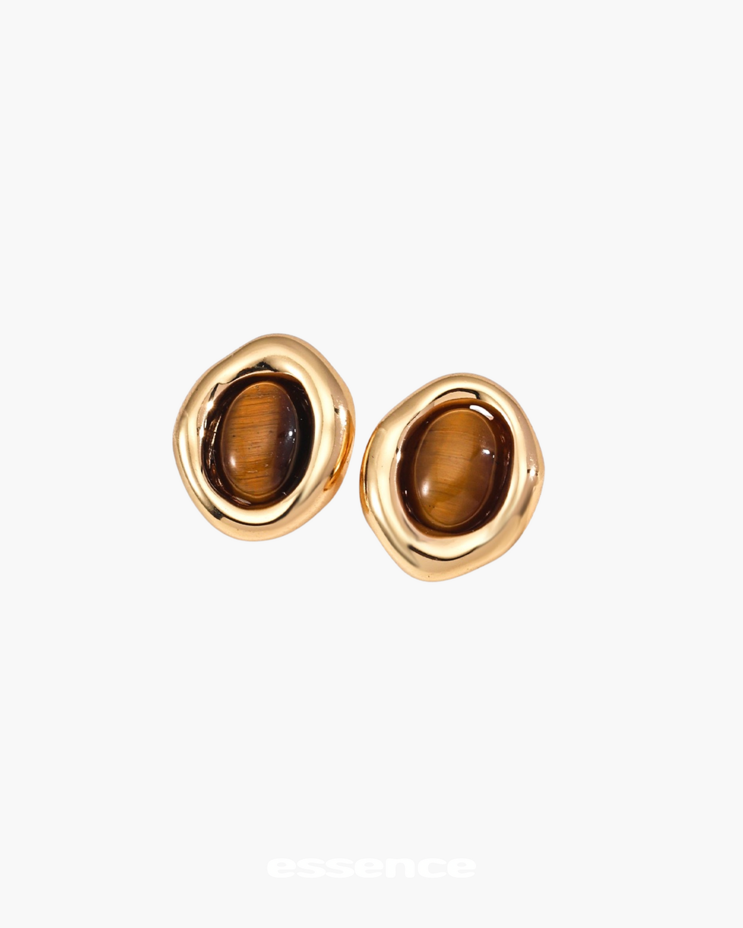 Vintage Gold minimalist Natural Tiger Eye Earrings